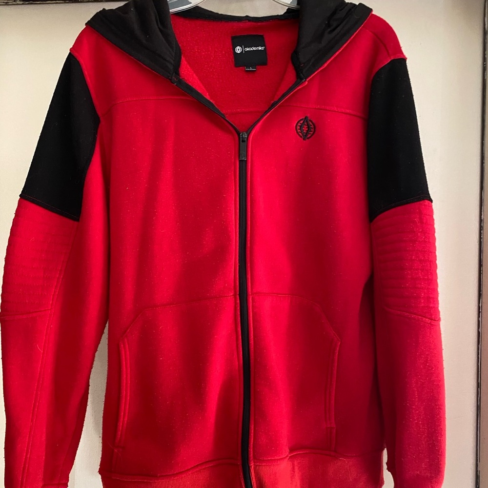 Akademiks Red and Black Zip Up Hoodie